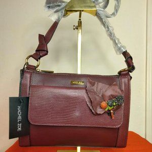RACHEL ZOE Bordeaux Lizard-Embossed Orlina Crossbody Bag